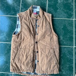 UNIONBAY Tan Vest with Black and White Plaid Lining